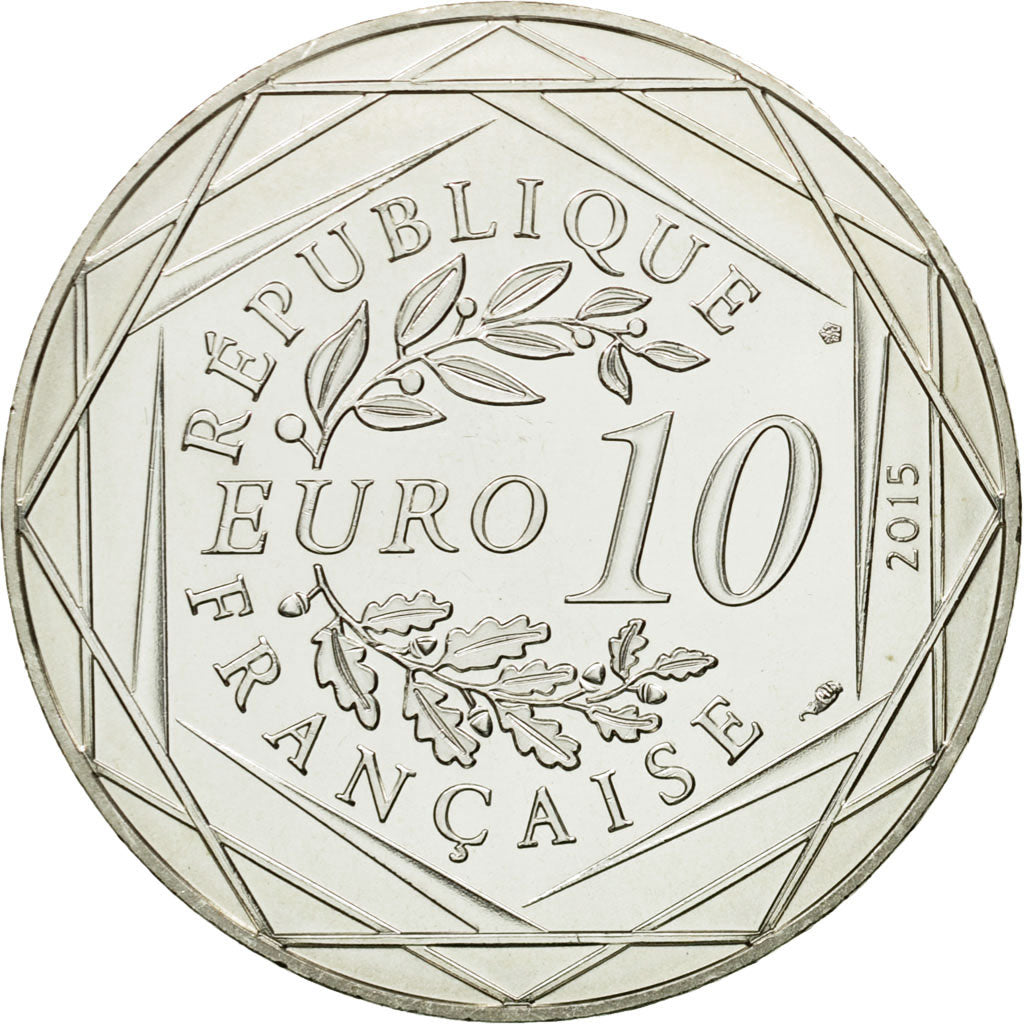 France, 10 Euro, Egalité, Druide, 2015, MS(64), Silver