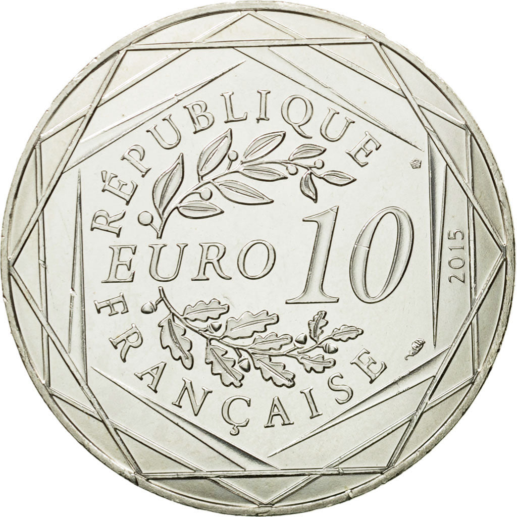 France, 10 Euro, Egalité, Astérix, Obélix, 2015, MS(64), Silver