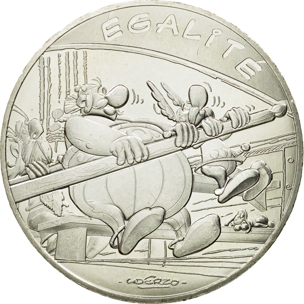 France, 10 Euro, Egalité, Astérix, Obélix, 2015, MS(64), Silver