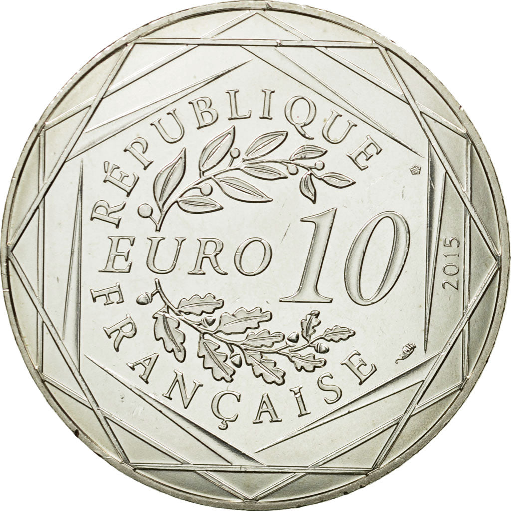 France, 10 Euro, Egalité, Astérix, Obélix, 2015, MS(64), Silver
