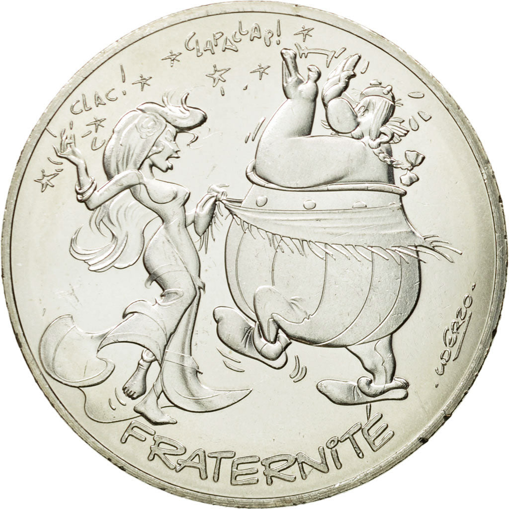 Francia, 10 Euro, Fraternité, Obélix, Danse, 2015, SPL+, Argento