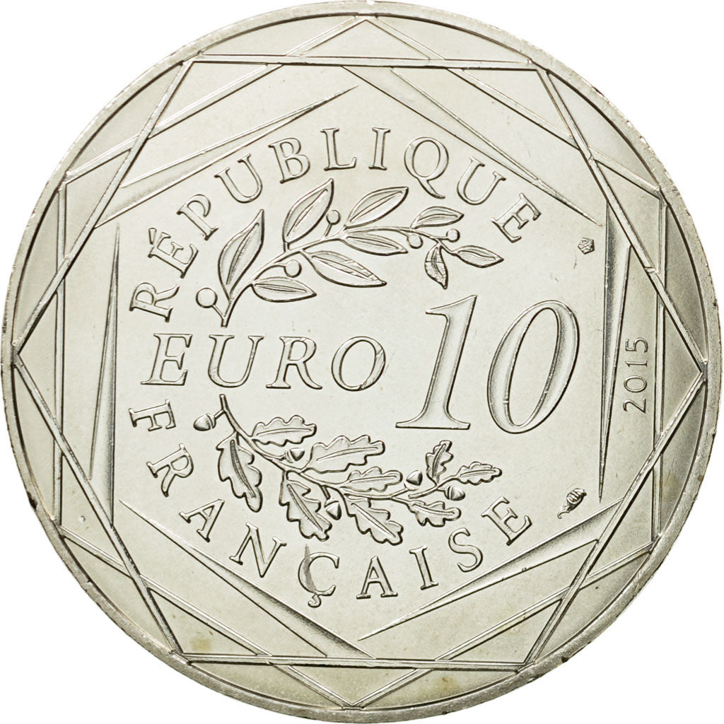 France, 10 Euro, Fraternité, Abraracourcix, 2015, MS(64), Silver