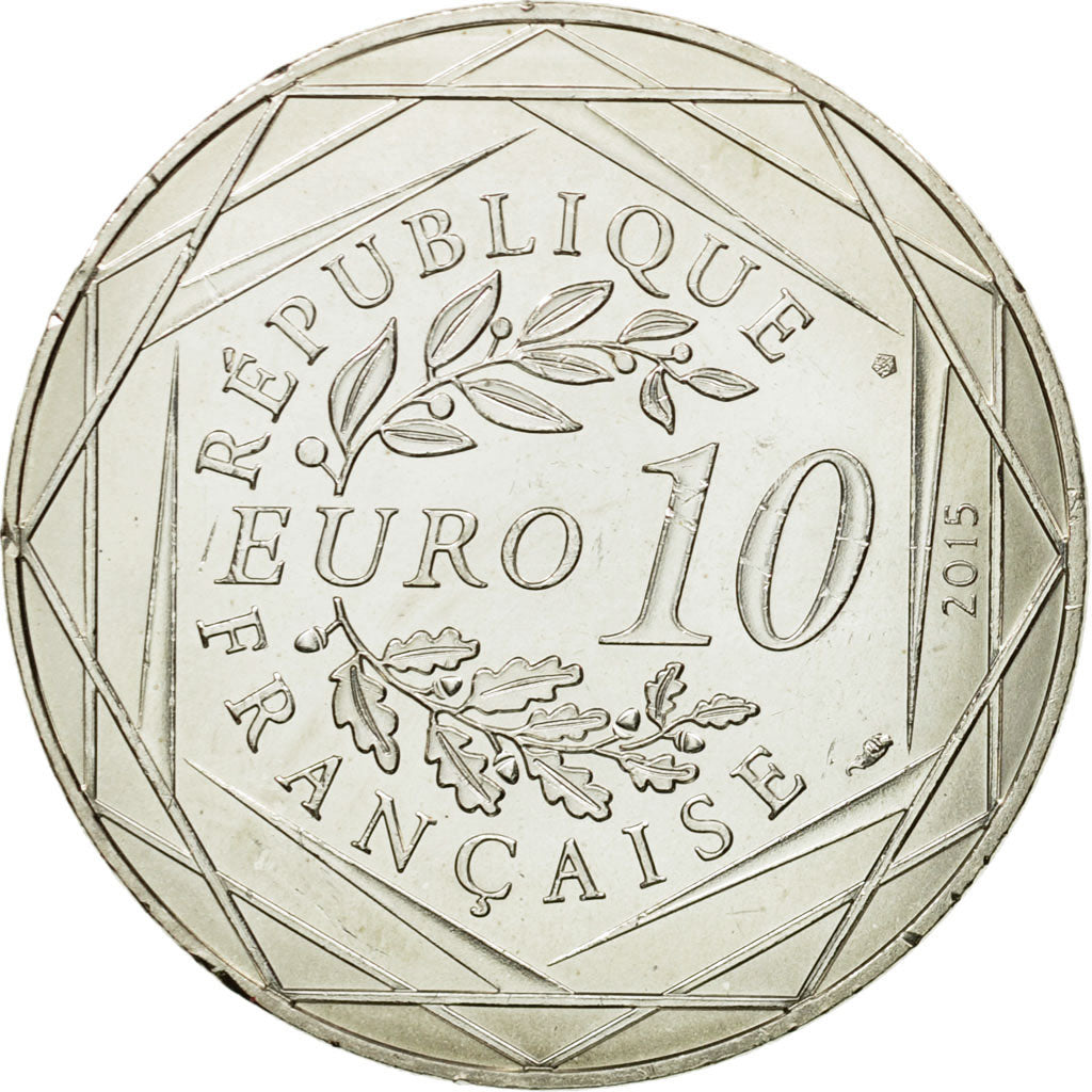 France, 10 Euro, Fraternité, Abraracourcix, 2015, MS(64), Silver