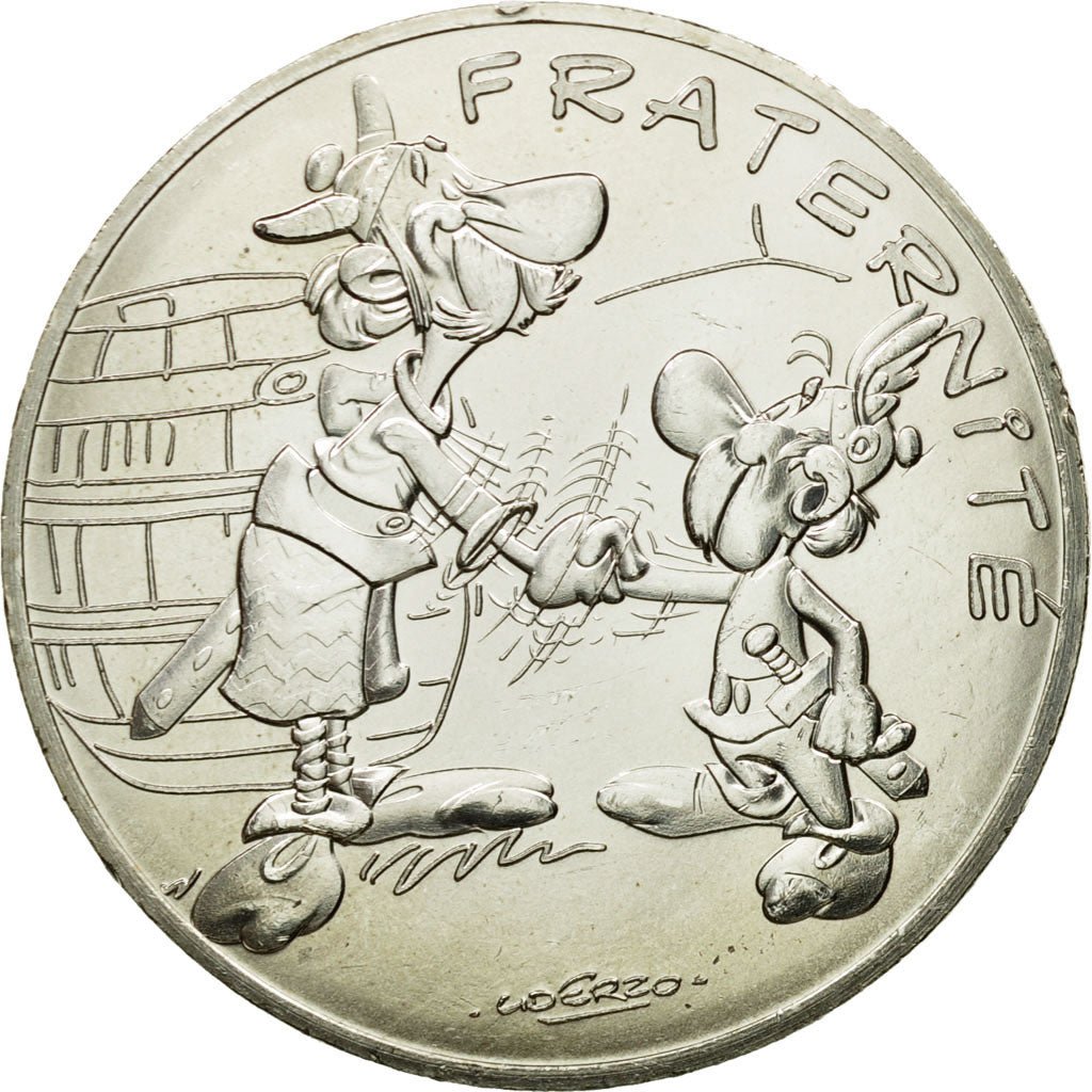 France, 10 Euro, Fraternité, Astérix chez les Bretons, 2015, MS(64), Silver