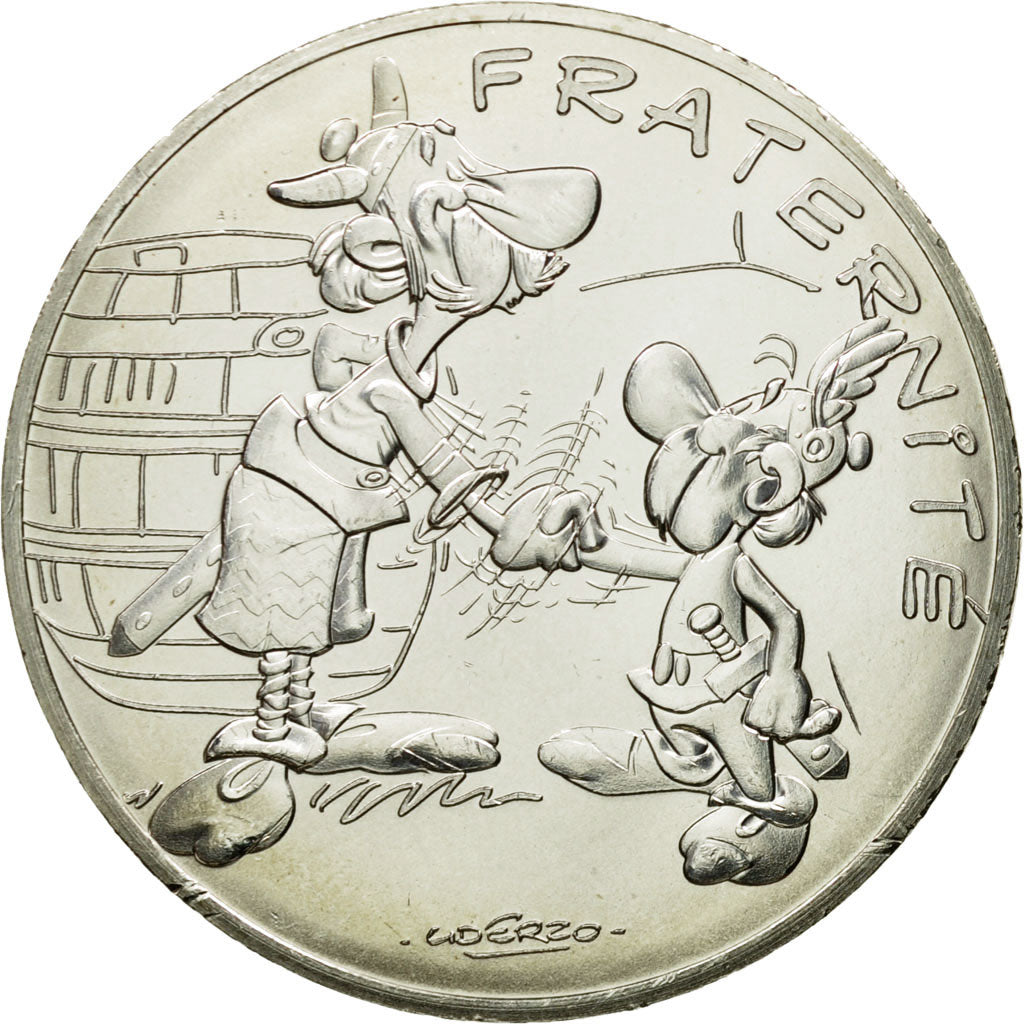 France, 10 Euro, Fraternité, Astérix chez les Bretons, 2015, MS(64), Silver