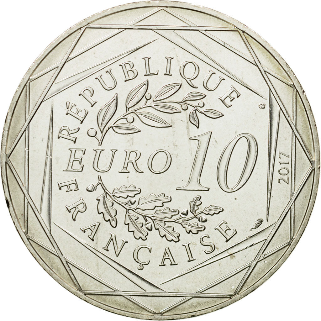 France, 10 Euro, Lyon la lumineuse, 2017, MS(64), Silver