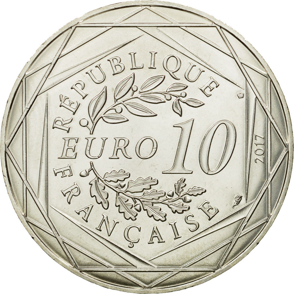 France, 10 Euro, La Bourgogne millésimée, 2017, MS(64), Silver