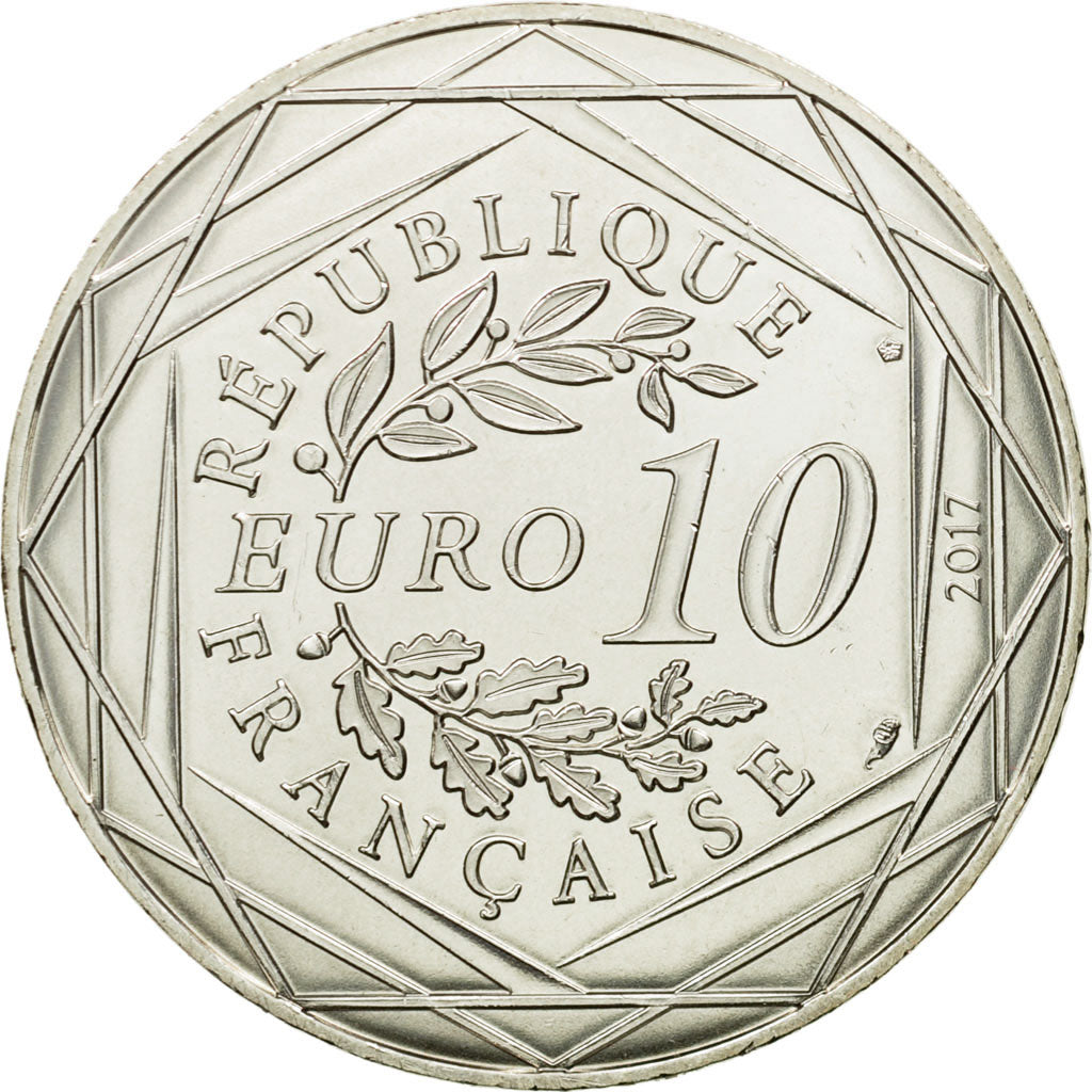 France, 10 Euro, La Côte d'Azur légendaire, 2017, MS(64), Silver