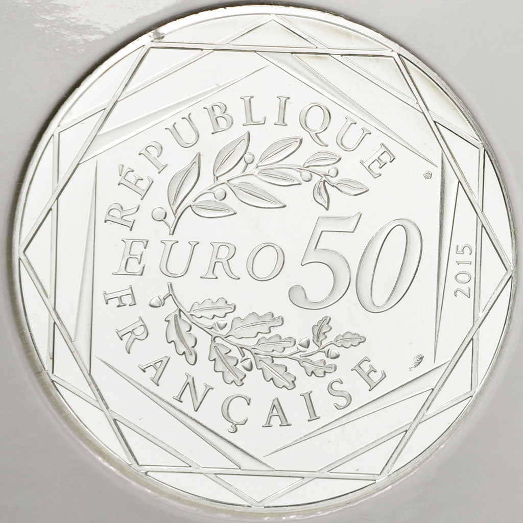 France, 50 Euro, Astérix, Paix, 2015, MS(65-70), Silver