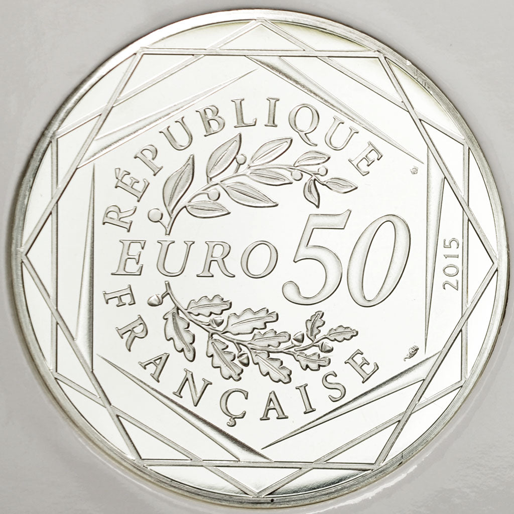 France, 50 Euro, Astérix, Paix, 2015, MS(65-70), Silver