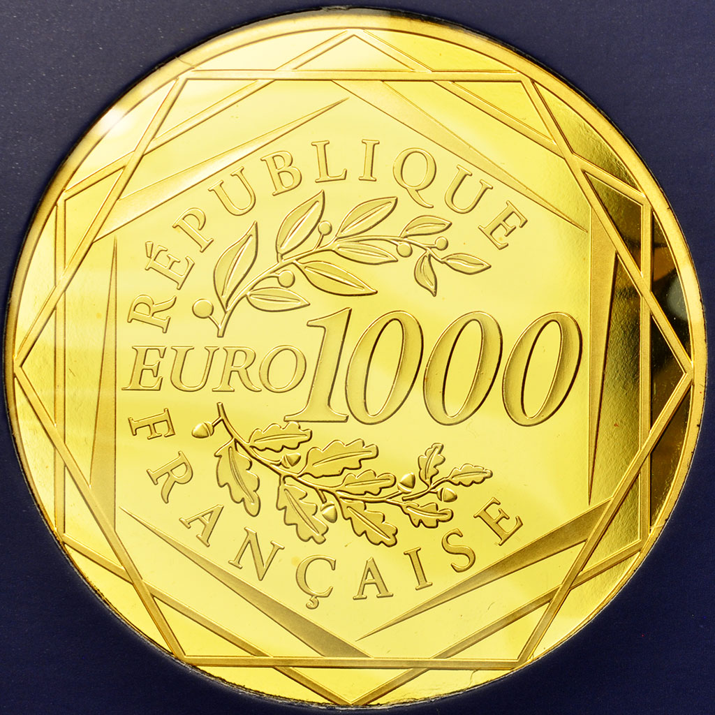 France, 1000 Euro, 2012, MS(65-70), Gold