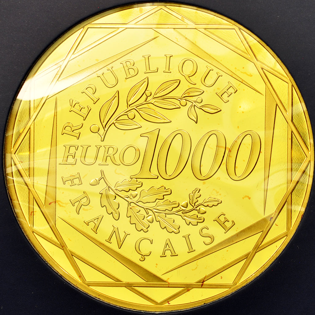 France, 1000 Euro, 2013, MS(65-70), Gold