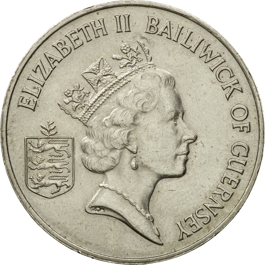 Coin, Guernsey, Elizabeth II, 10 Pence, 1989, AU(50-53), Copper-nickel, KM:43.1