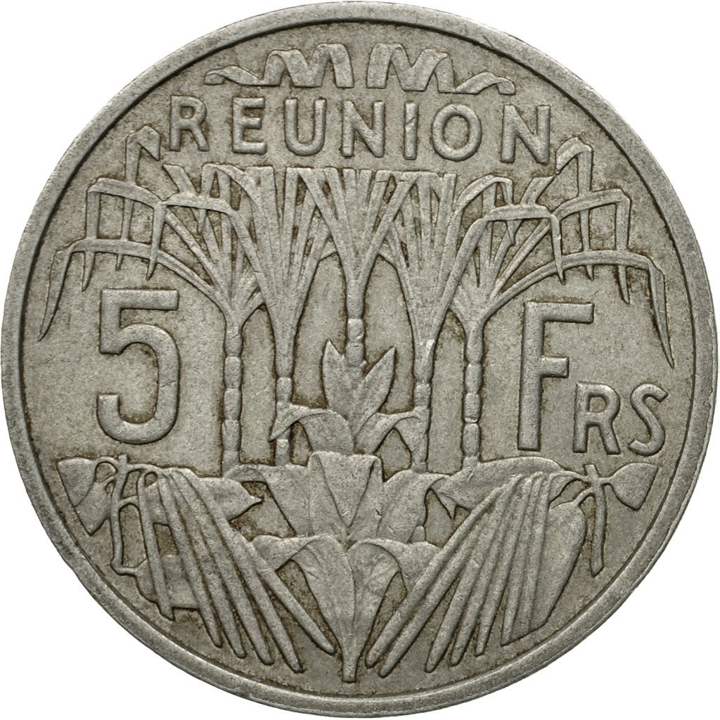 Coin, Réunion, 5 Francs, 1955, EF(40-45), Aluminum, KM:9