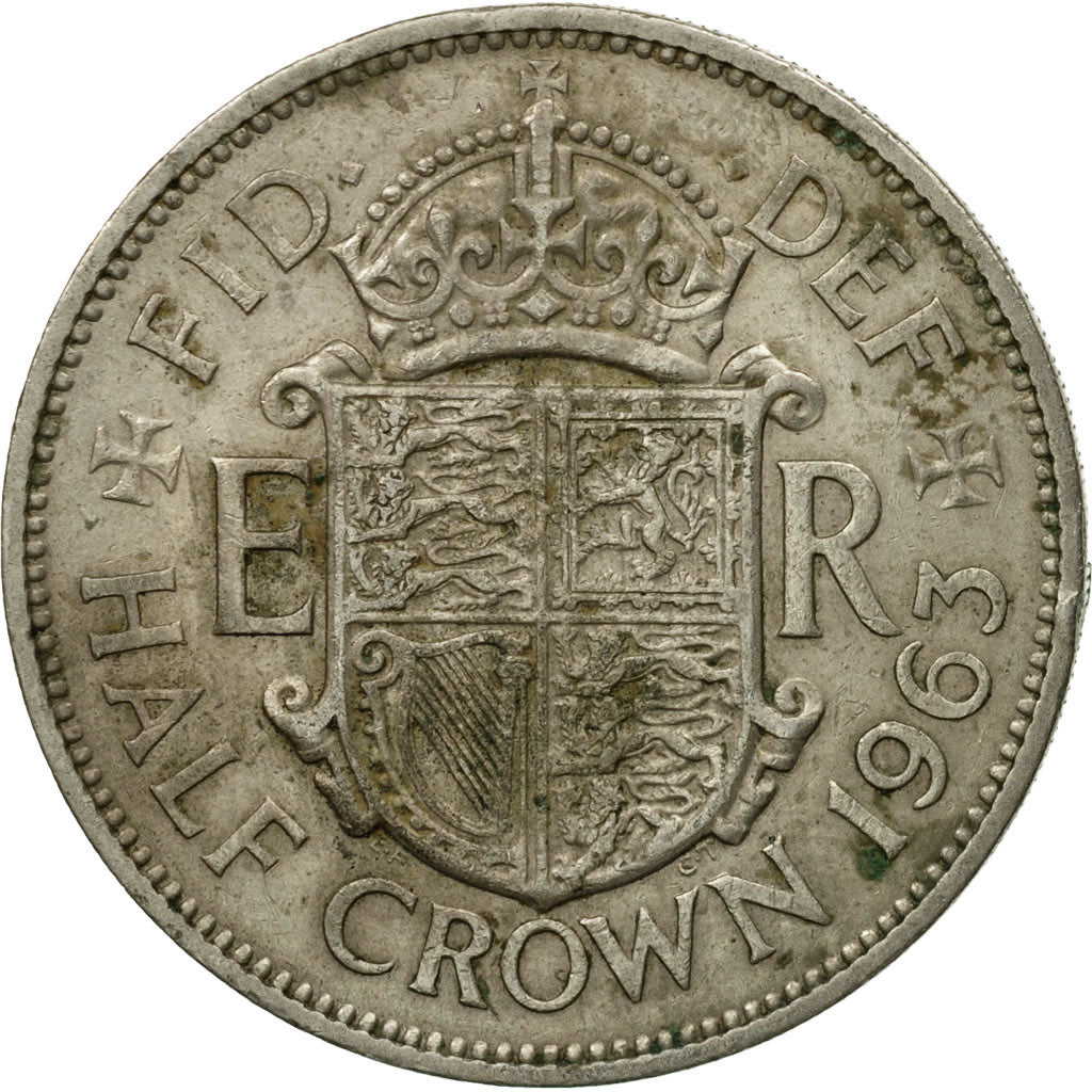 Coin, Great Britain, Elizabeth II, 1/2 Crown, 1963, EF(40-45), Copper-nickel