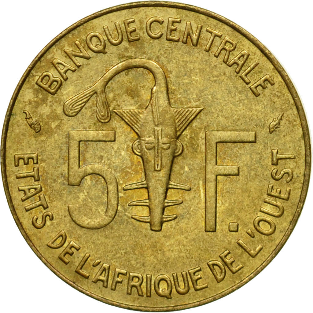 Coin, West African States, 5 Francs, 1986, Paris, AU(50-53)