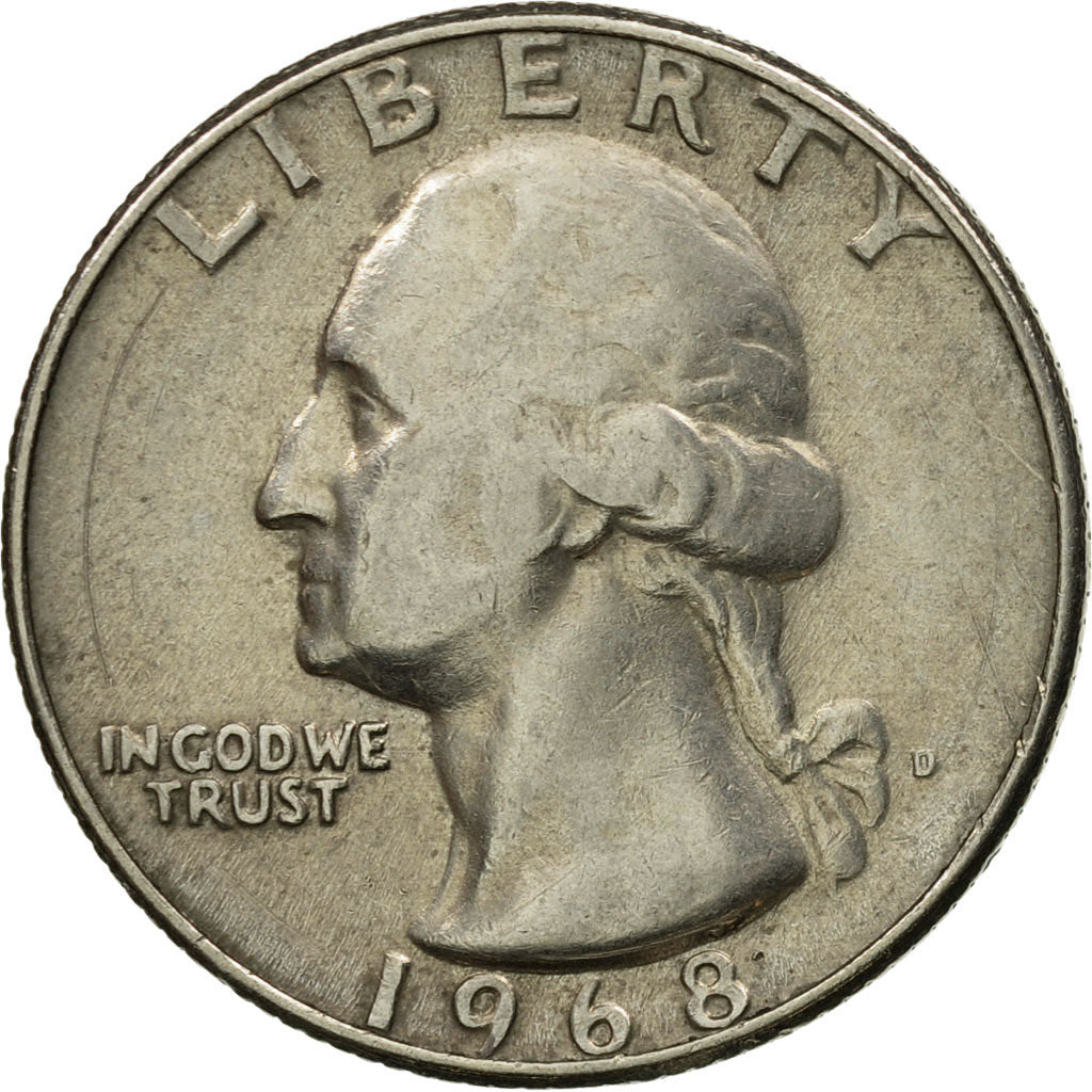 Coin, United States, Washington Quarter, Quarter, 1968, U.S. Mint, Denver
