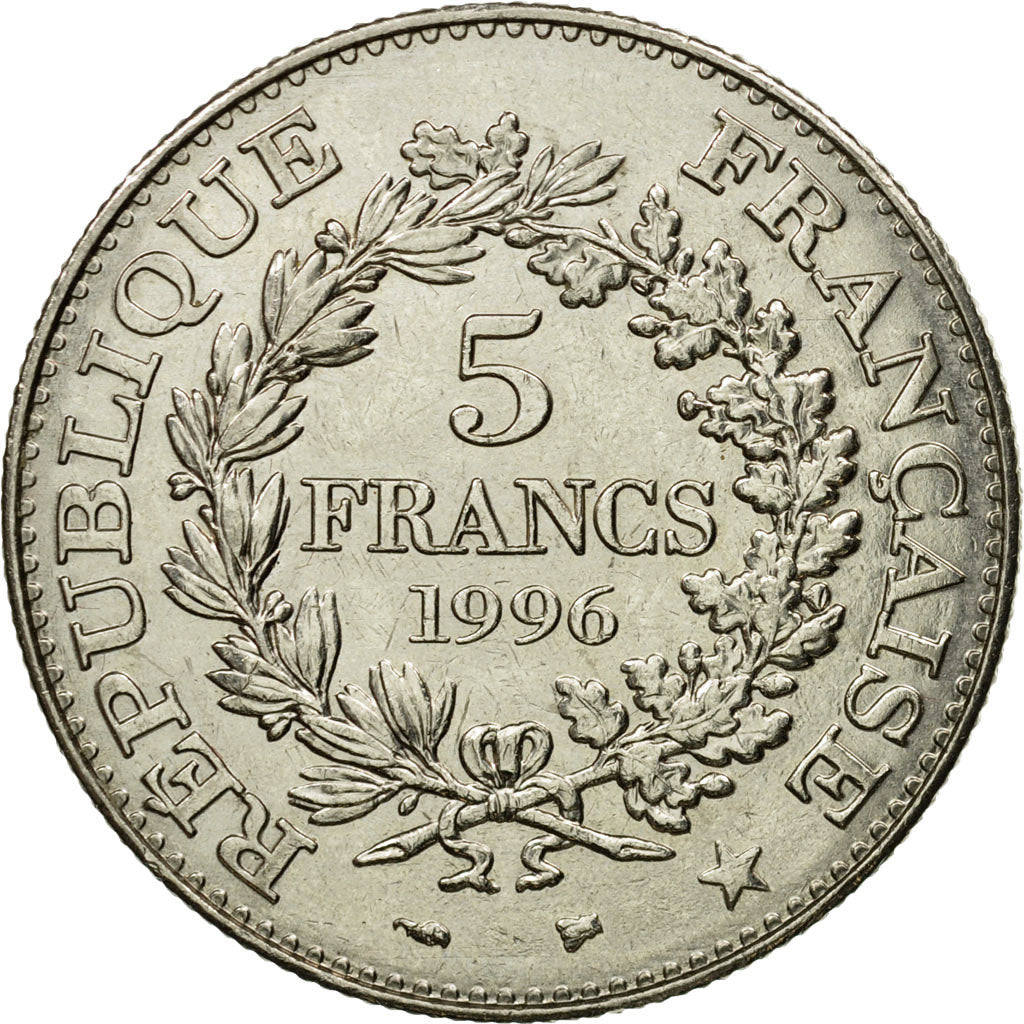 Coin, France, Hercule, 5 Francs, 1996, Paris, AU(55-58), Nickel, KM:1155
