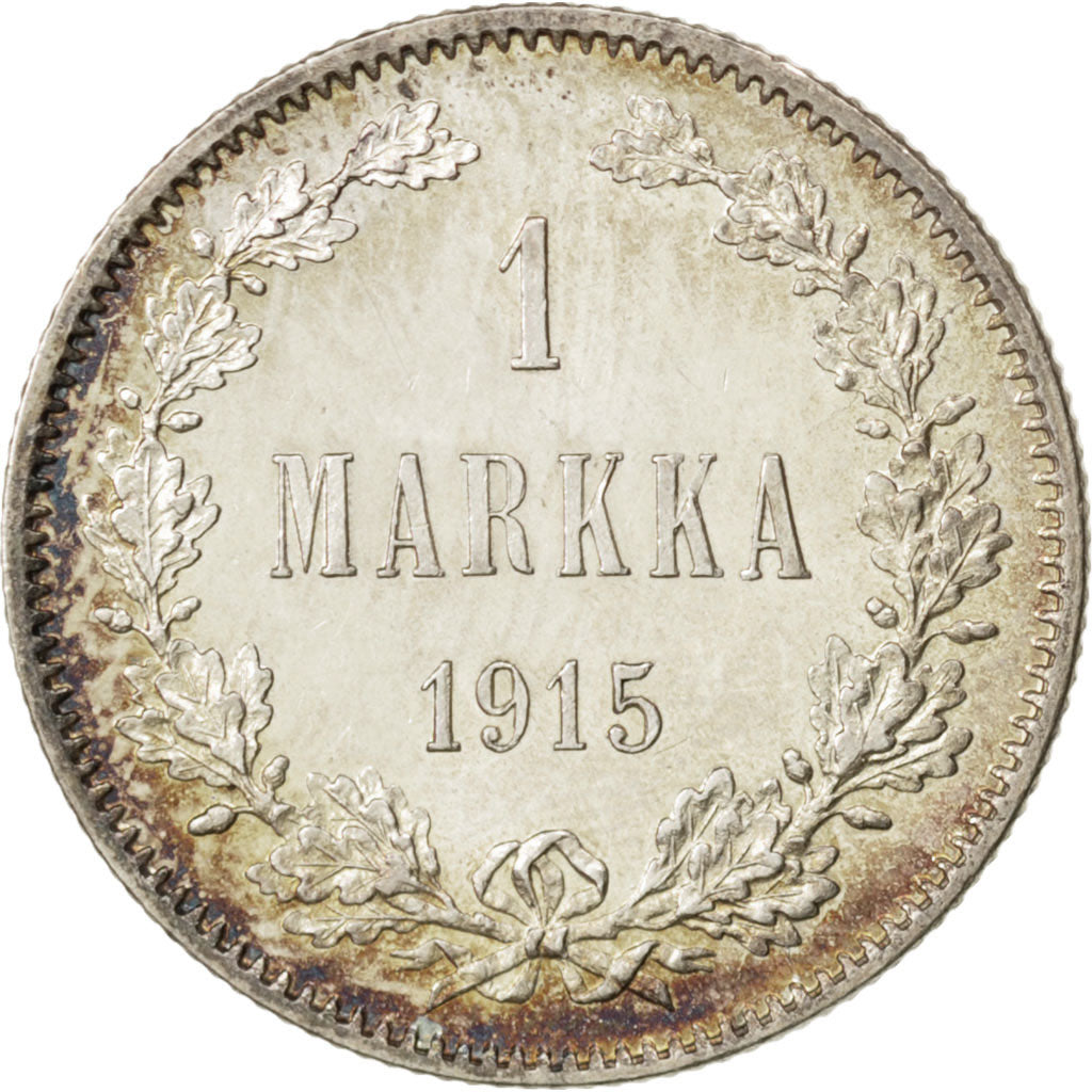 FINLAND, Markka, 1915, Helsinki, KM #3.2, MS(63), Silver, 24, 5.15