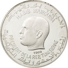 TUNISIA, Dinar, 1969, Franklin Mint, KM #298, MS(65-70), Silver, 40, 21.20
