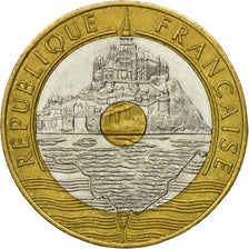 Moneta, Francia, Mont Saint Michel, 20 Francs, 1992, Paris, BB, Tri-metallico