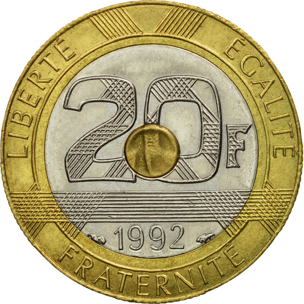 Coin, France, Mont Saint Michel, 20 Francs, 1992, Paris, EF(40-45)