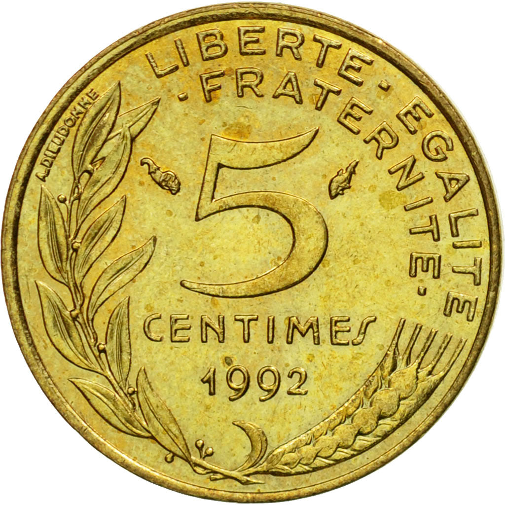 Coin, France, Marianne, 5 Centimes, 1992, Paris, AU(55-58), Aluminum-Bronze