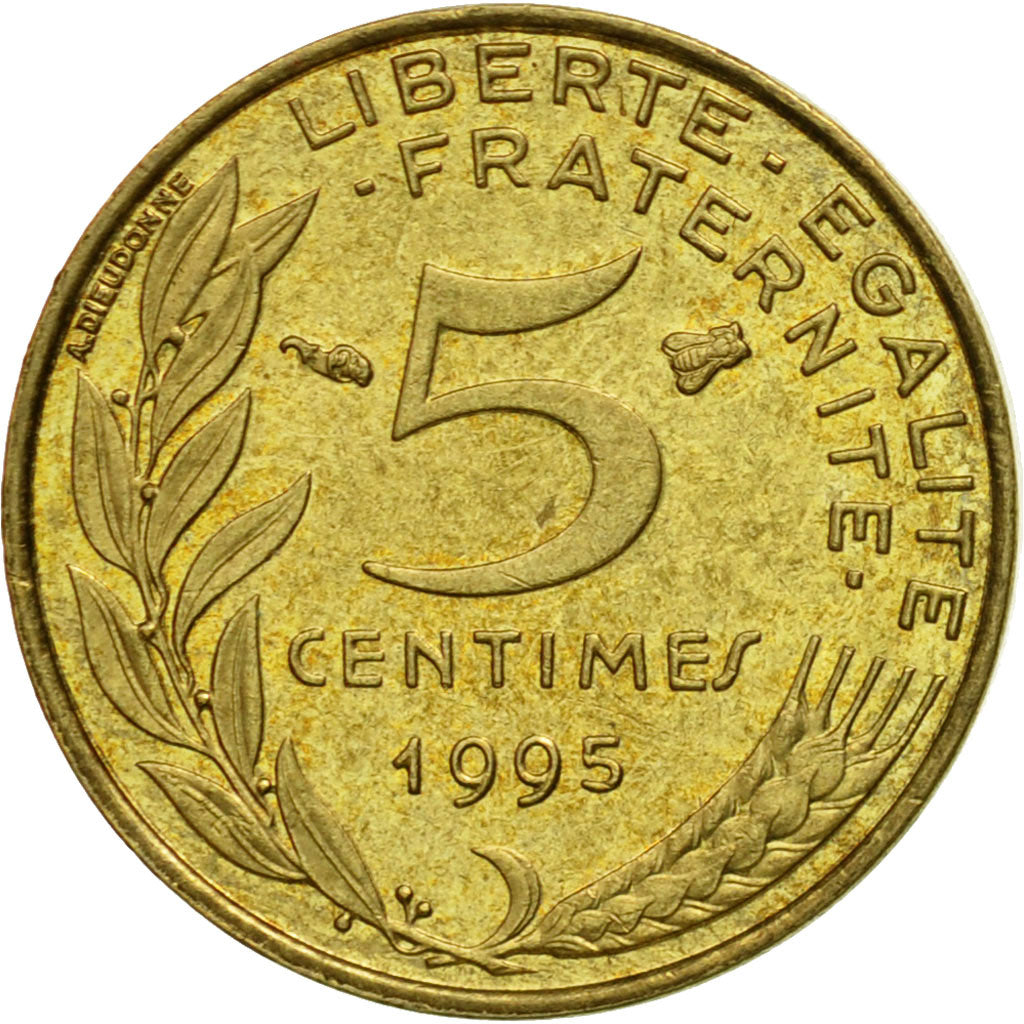 Coin, France, Marianne, 5 Centimes, 1995, Paris, EF(40-45), Aluminum-Bronze