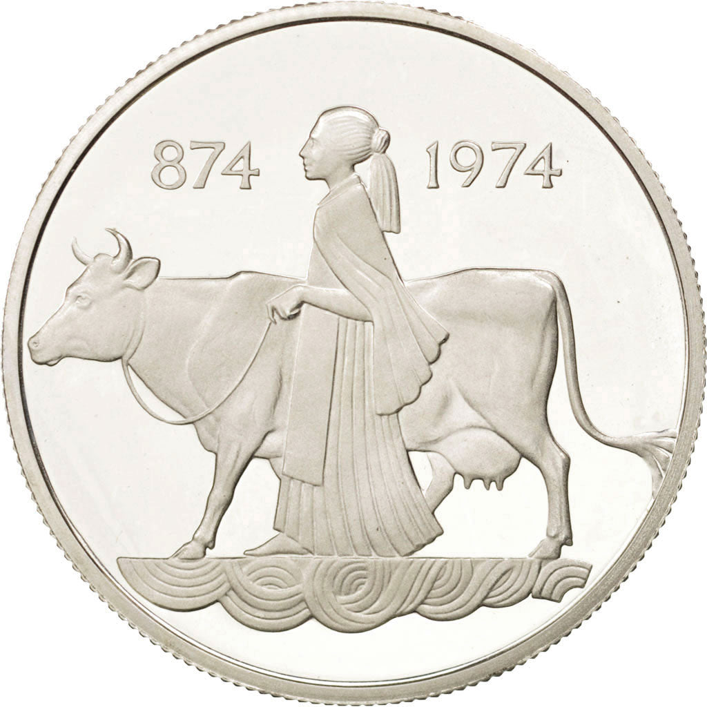 ICELAND, 500 Kronur, 1974, KM #20, MS(65-70), Silver, 20.00