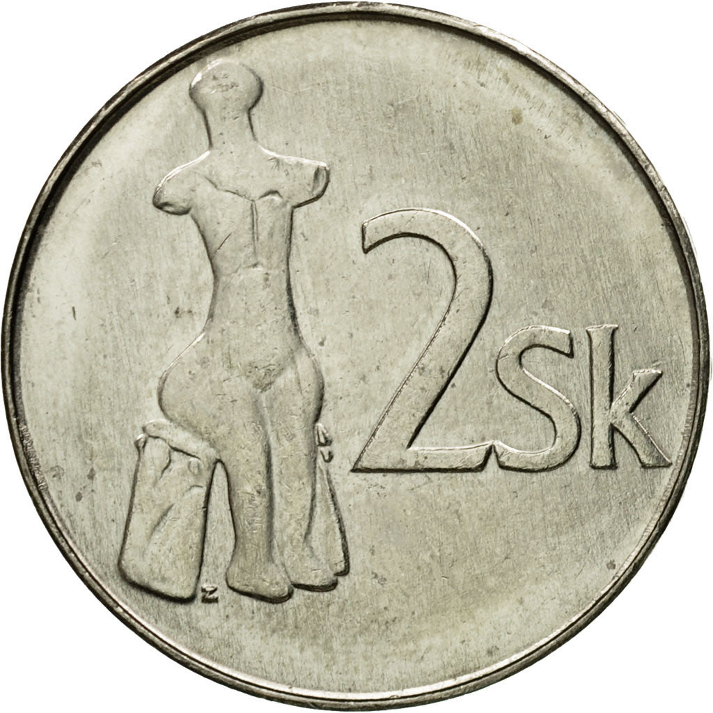 Munten, Slowakije, 2 Koruna, 1995, ZF, Nickel plated steel, KM:13