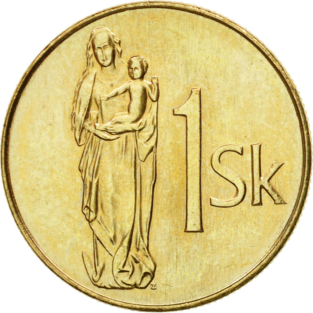 Moneta, Slovacchia, Koruna, 1993, BB, Acciaio placcato in bronzo, KM:12