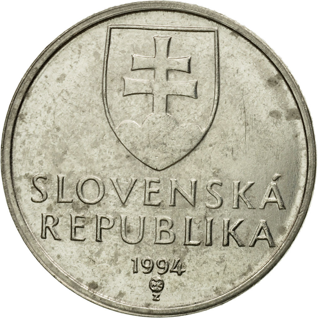 Moneta, Slovacchia, 5 Koruna, 1994, BB, Acciaio placcato nichel, KM:14
