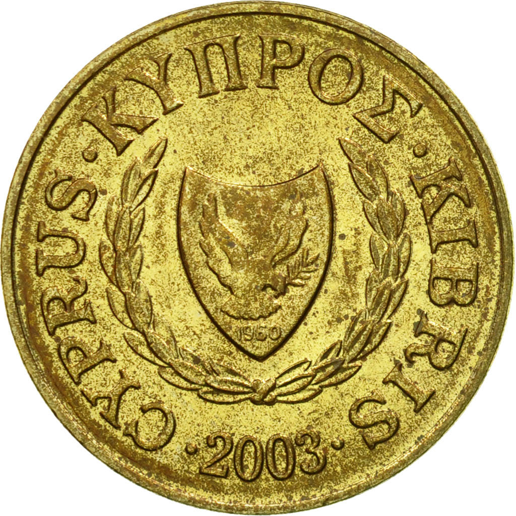 Coin, Cyprus, 2 Cents, 2003, EF(40-45), Nickel-brass, KM:54.3