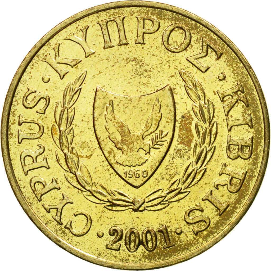 Coin, Cyprus, 5 Cents, 2001, EF(40-45), Nickel-brass, KM:55.3