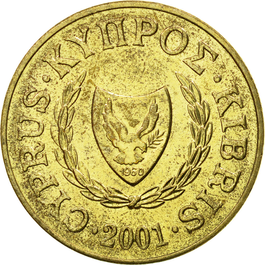 Coin, Cyprus, 20 Cents, 2001, EF(40-45), Nickel-brass, KM:62.2