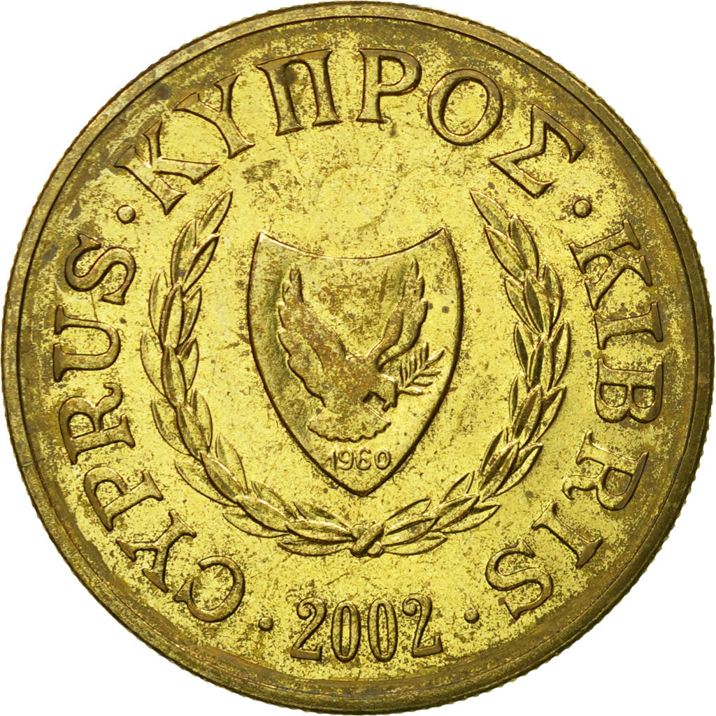 Coin, Cyprus, 10 Cents, 2002, EF(40-45), Nickel-brass, KM:56.3
