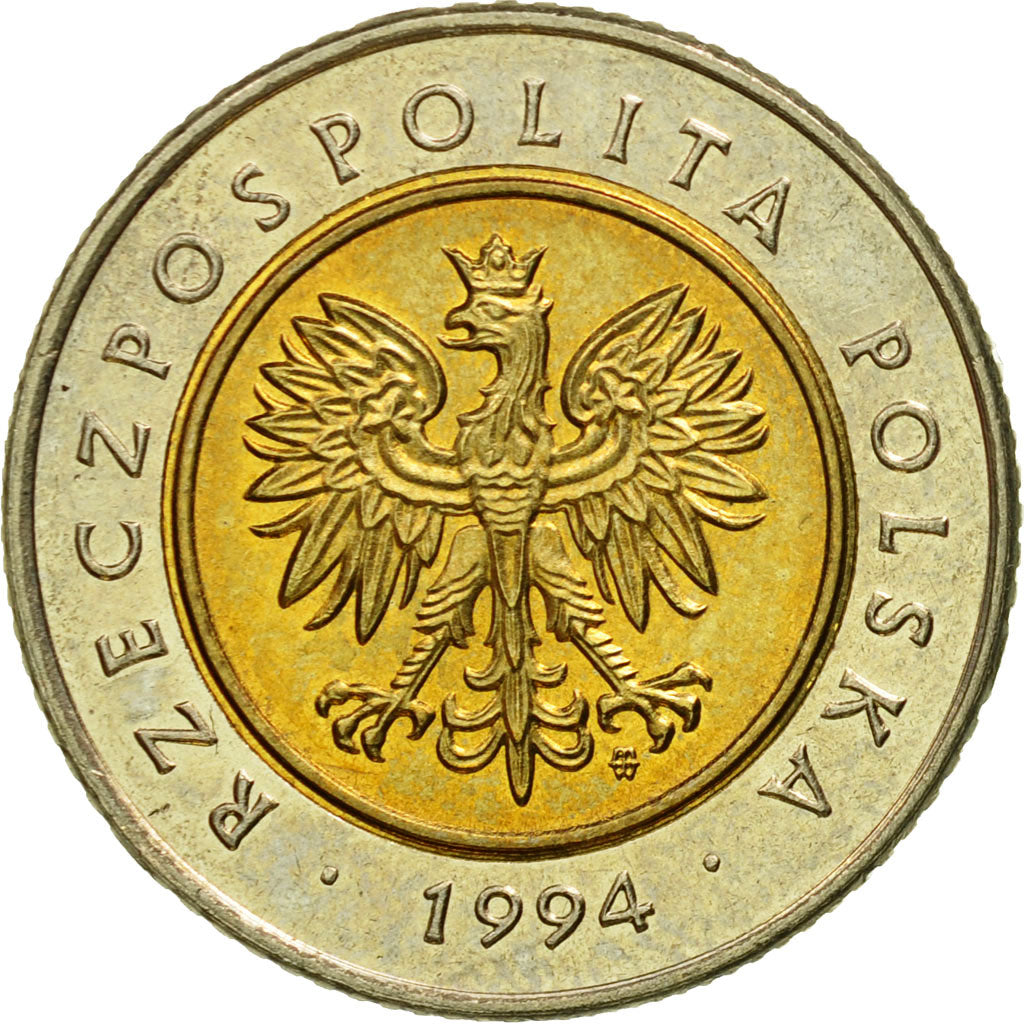 Münze, Polen, 5 Zlotych, 1994, Warsaw, VZ, Bi-Metallic, KM:284
