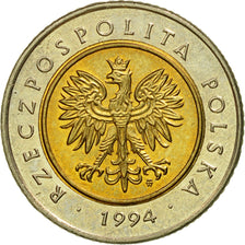 Münze, Polen, 5 Zlotych, 1994, Warsaw, VZ, Bi-Metallic, KM:284