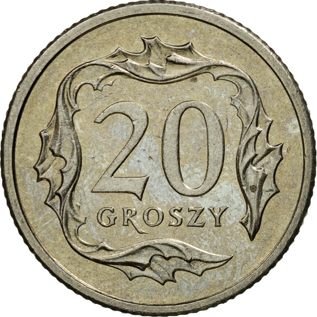 Coin, Poland, 20 Groszy, 2002, Warsaw, EF(40-45), Copper-nickel, KM:280