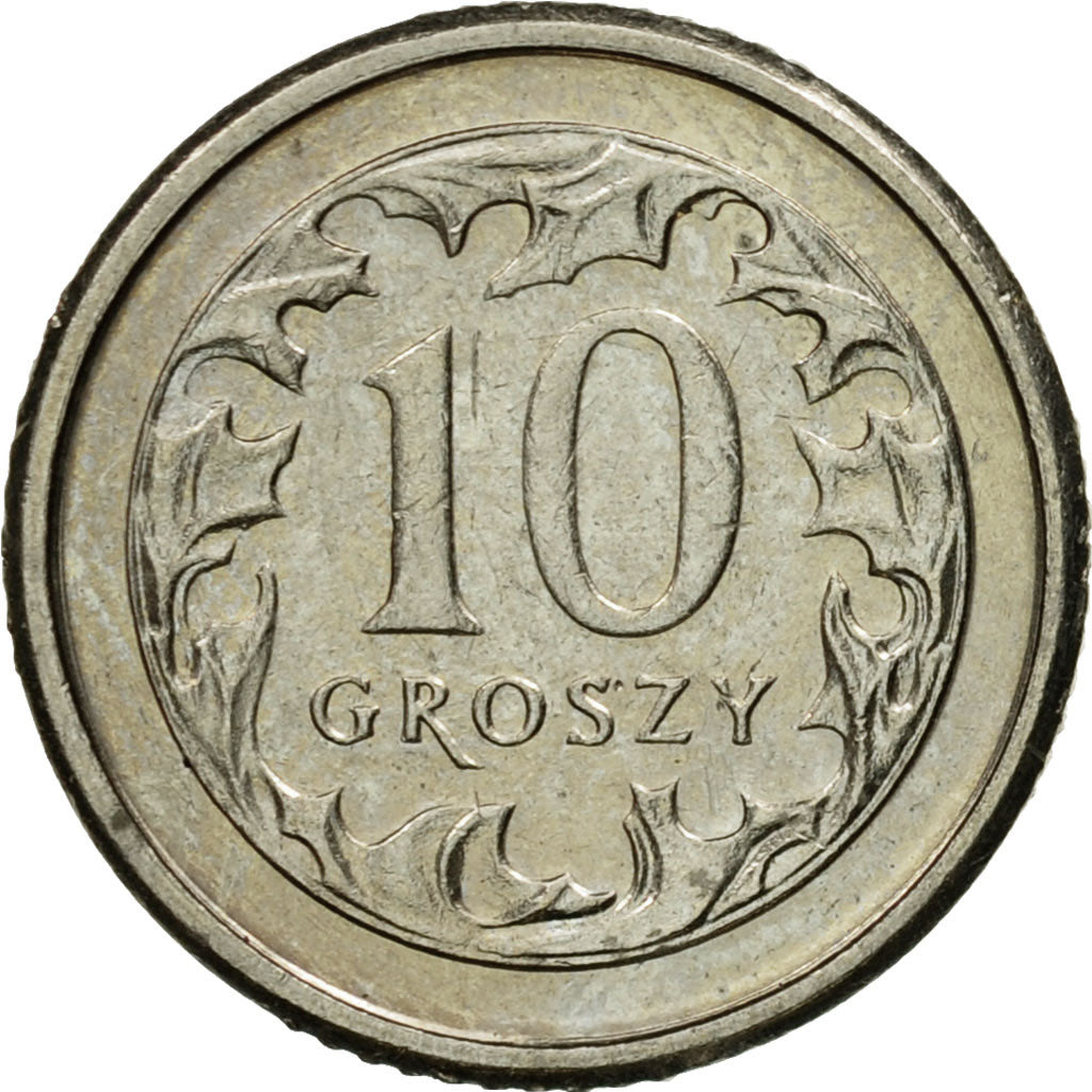 Coin, Poland, 10 Groszy, 2002, Warsaw, EF(40-45), Copper-nickel, KM:279