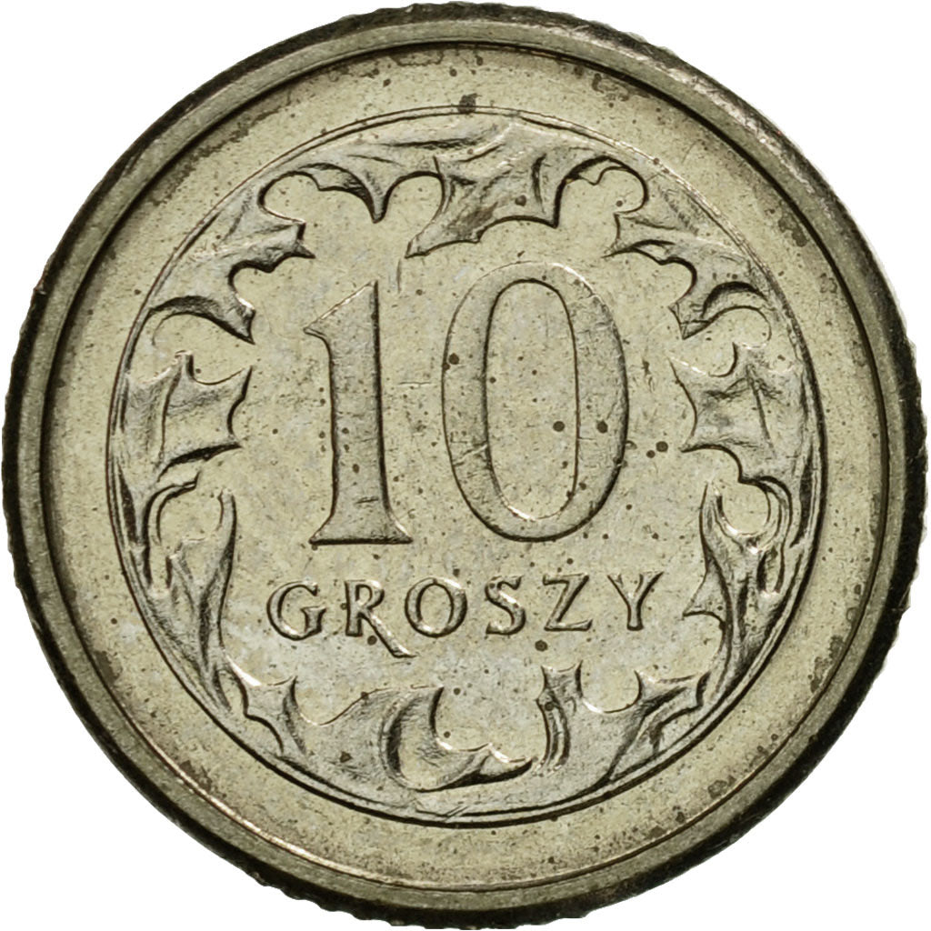 Coin, Poland, 10 Groszy, 2002, Warsaw, EF(40-45), Copper-nickel, KM:279