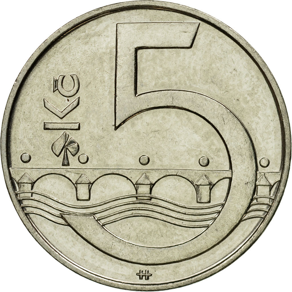 Münze, Tschechische Republik, 5 Korun, 2002, SS, Nickel plated steel, KM:8