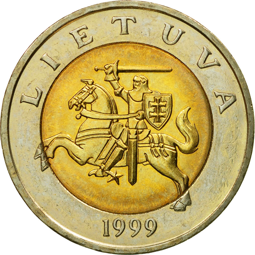 Coin, Lithuania, 5 Litai, 1999, EF(40-45), Bi-Metallic, KM:113
