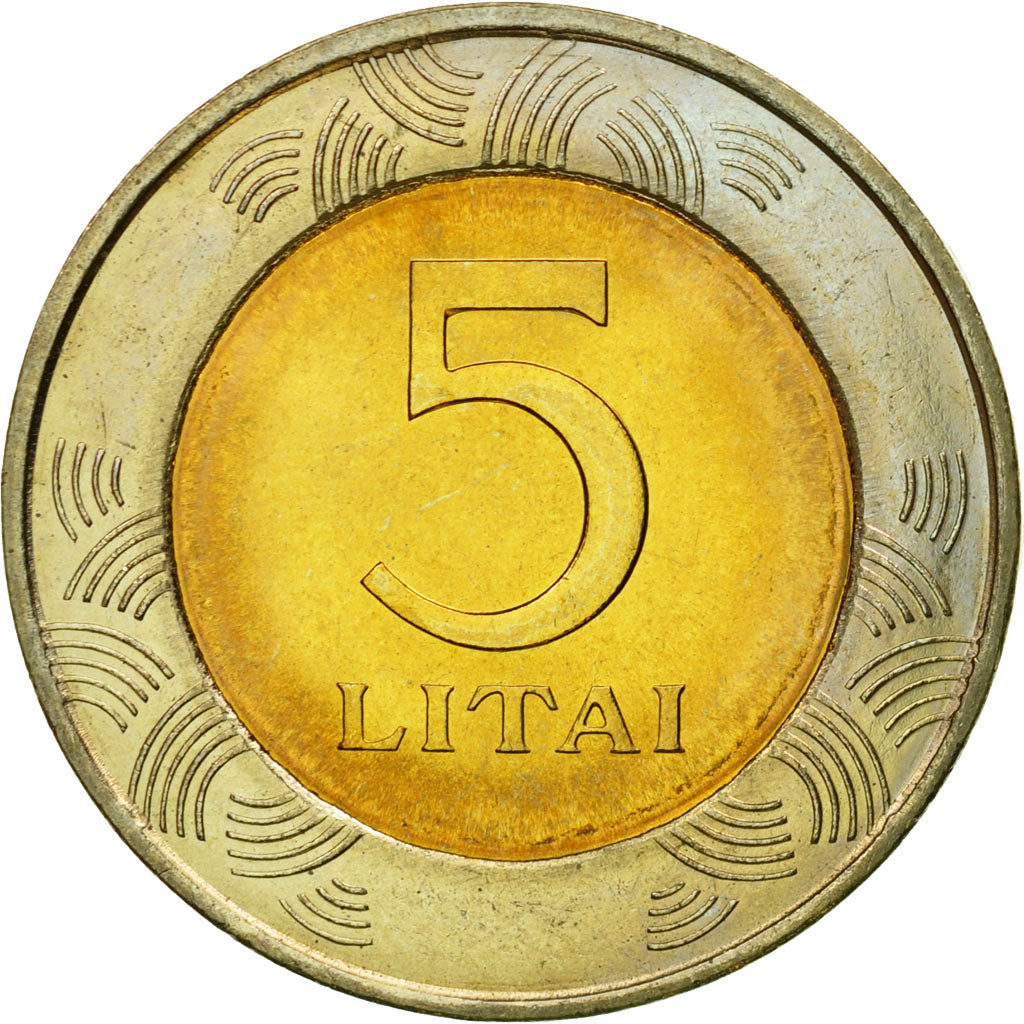 Coin, Lithuania, 5 Litai, 1999, EF(40-45), Bi-Metallic, KM:113