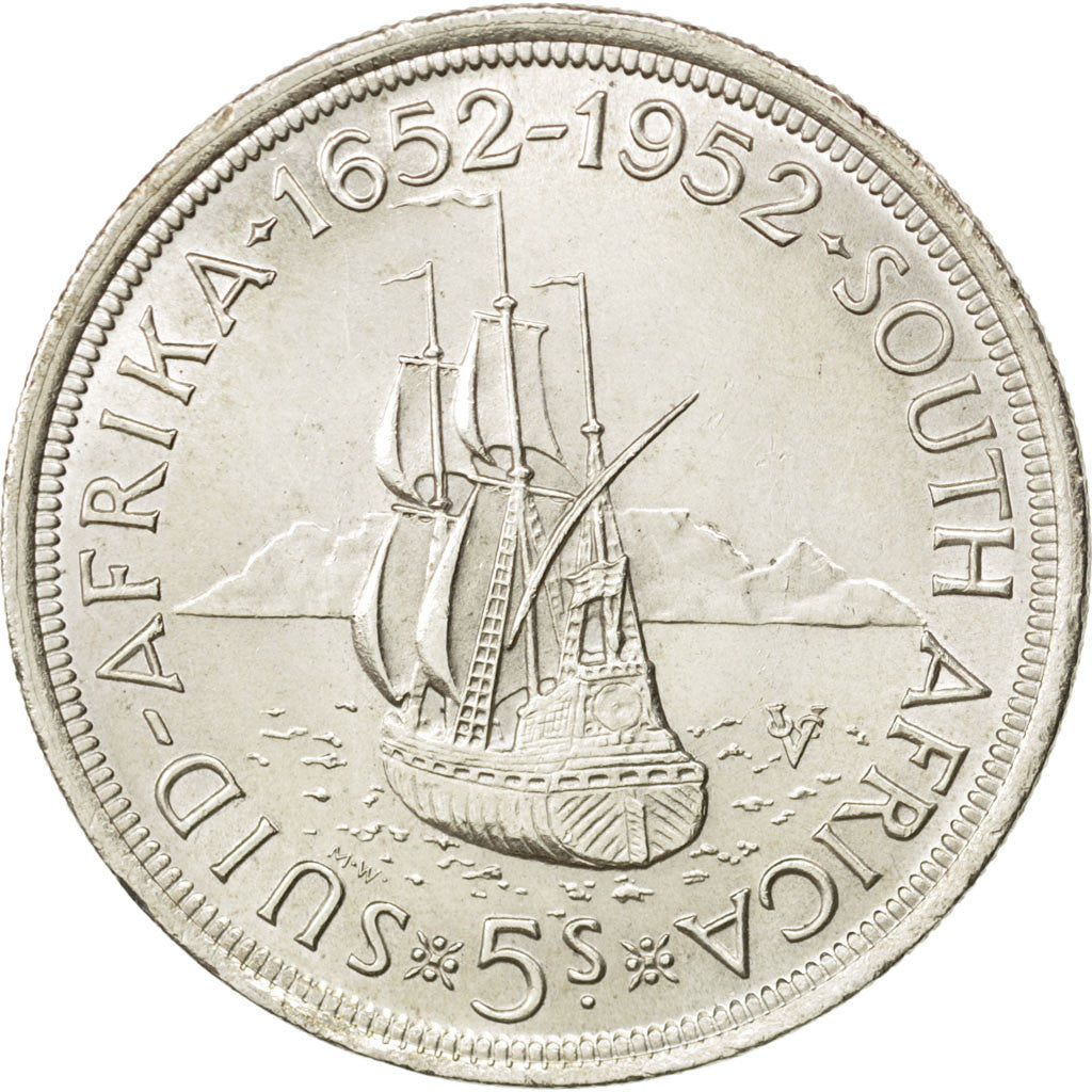 Coin, South Africa, George VI, 5 Shillings, 1952, MS(60-62), Silver, KM:41