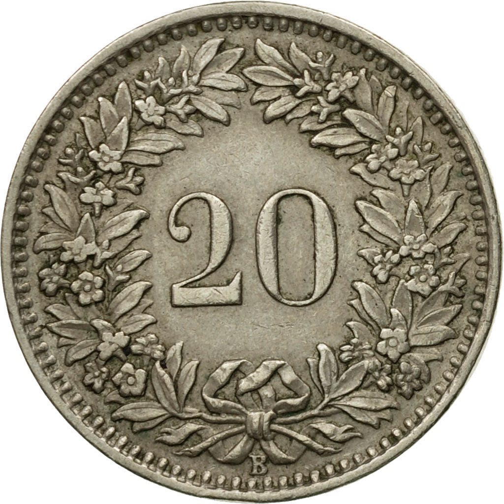 Coin, Switzerland, 20 Rappen, 1952, Bern, EF(40-45), Copper-nickel, KM:29a