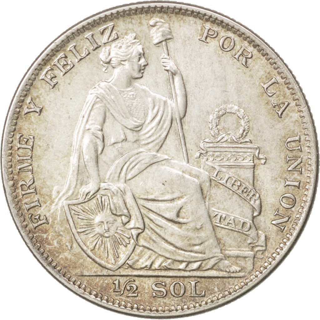 Moneda, Perú, 1/2 Sol, 1935, SC, Plata, KM:216