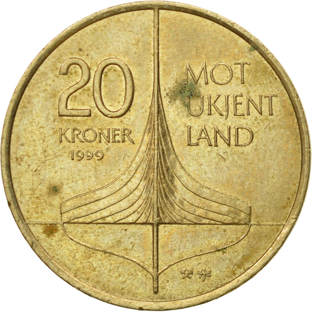 Moneta, Norvegia, Harald V, 20 Kroner, 1999, BB, Nichel-ottone, KM:465