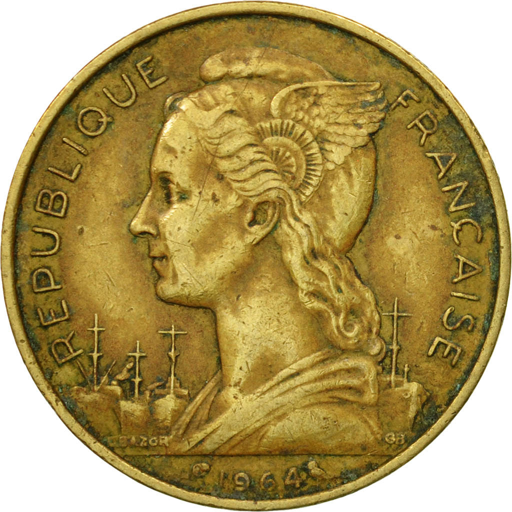 Coin, Comoros, 20 Francs, 1964, Paris, EF(40-45), Aluminum-Bronze, KM:8