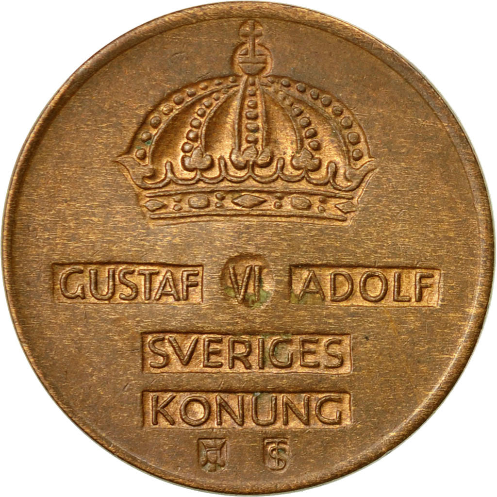 Coin, Sweden, Gustaf VI, 2 Öre, 1958, EF(40-45), Bronze, KM:821